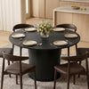 Round Dining Table for 4-6, 47 Inch Kitchen Table with Fluted Pedestal Base, for Kitchen Living Room Dining Room, Black