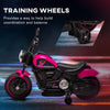 6V Kids Motorcycle with Training Wheels, Foot Pedal, Headlight, Music, Forward/Reverse, Single-Button Start, Pink