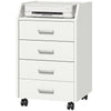 4-Drawer Vertical Mobile Filing Cabinet, File Cabinet with Lockable Wheels for Home Office, White