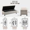 Rectangular Entry Bench, Tufted Upholstered Linen Fabric Wood Feet Storage Ottoman Bench