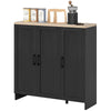 Modern Sideboard Buffet Cabinet, Modern Kitchen Storage Cabinet with 3 Doors Adjustable Shelves, for Dining Room, Black