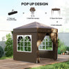 6.6'x6.6' Pop Up Canopy Tent with Sidewalls, Instant Sun Shelter Camping Gazebo with Carry Bag, Coffee