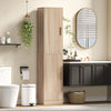 Tall Bathroom Cabinet, Slim 6-Tier Bathroom Floor Cabinet with 2 Doors and 4 Adjustable Shelves, Natural Wood
