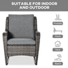 Outdoor Wicker Rocking Chair, PE Rattan Porch Rocker with Cushions, Grey