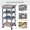 Kitchen Island Rolling Trolley Utility Serving Cart with Drawer  Grey