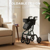 Foldable Rollator Walker with Seat for Seniors, Lightweight Rolling Walker with Adjustable Handles, Green