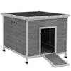 Duck Coop, Wooden Chicken House Rabbit Hutch with Openable Roof, Removable Floor, Double Doors, Ramp, Grey