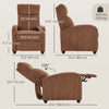 Corduroy Home Theater Seating, Push Back Recliner Chair with Padded Seat for Living Room, Brown