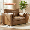 Accent Chair, PU Leather Armchair with Wide Seat, Spring Cushion, Rubberwood legs, 2 Pillows