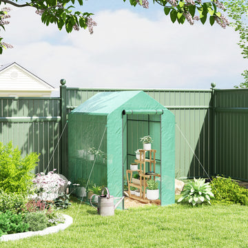 Walk-in Greenhouse Outdoor Portable Plant Flower Growth Warm House with Roll-up Door, 73