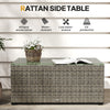 Wicker Outdoor Coffee Table, PE Wicker Rectangular Patio Table with Tempered Glass Top for Garden, Balcony, Dark Grey