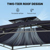 10' x 10' Gazebo, Soft Top Outdoor Gazebo with 2-Tier Roof, Metal Frame