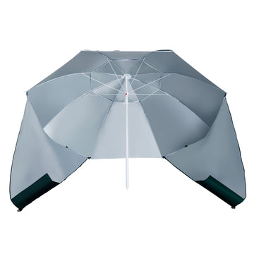 7.5FT 2-in-1 Umbrella Shelter with Carry Bag, Beach Sport Umbrella with Silver Coated UPF50+ UV Protection Dark Green