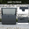 78 Gallon Garden Storage Box, Waterproof Outdoor Storage Container with Wheels and Handles, Dark Grey