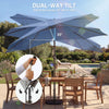 10' x 10' Round Market Umbrella with Base and Sandbag, Patio Umbrella with Crank Handle and Tilt, Blue
