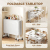 Six-Seater Drop-Leaf Dining Table with Wheels, White