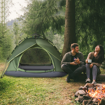 Camping Tent, 3 Person Family Tent, 1000mm Waterproof, with Sewn-in Groundsheet and Carry Bag,  for Fishing, Dark Green