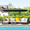 Double-Sided Patio Umbrella Parasol with Tilt, Adjustable Height, Vents and 12 Ribs, for Garden, Deck, Grey