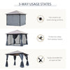 10' x 13' Hardtop Gazebo Aluminum Framed Marquee Party Tent Shelter with Mesh Curtains & Side Walls - Grey