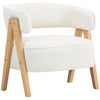 Sherpa Fleece Accent Chair, Upholstered Armchair with Solid Wood Legs and Steel Frame for Living Room, Light Brown