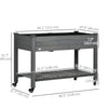 Mobile Raised Garden Bed Elevated Wood Planter Box with Lockable Wheels, Storage Shelf for Herbs Vegetables, Dark Grey