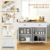 Kitchen Island with Storage, Rolling Kitchen Island with Drop Leaf, Rubber Wood Top and Adjustable Shelves