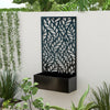 Metal Outdoor Privacy Screen with Raised Graden Bed, Privacy Panel and Planter Box, Wall-Mounted or Freestanding
