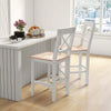 Counter Height Stools Set of 2, Farmhouse Bar Stools with Backs, Solid Wood Counter Stools for Kitchen Island