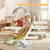 Qaba 5-in-1 Toddler Slide and Swing Set with Adjustable Swing Seat, Climber and Basketball Hoop for Indoor Outdoor, Cream