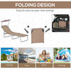 Outdoor Lounge Chair, Adjustable Folding Chaise Lounge with Sun Shade for Beach, Camping, Hiking, Brown
