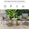 3 Piece Outdoor Patio Bistro Set, Wicker Rattan Furniture with Metal Legs for Garden, Backyard, Coffee and Light Grey