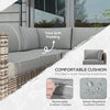 4 Pieces Rattan Wicker Outdoor Conversation Furniture Set w/ Corner Sofa Loveseats Coffee Table Cushions, Mixed Grey