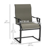 C Spring Motion Patio Chairs Set of 2 with Curved High Backrest, Armrest, All Weather Breathable Fabric, Metal Frame, Grey