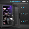 Wine Fridge, 12 Bottle, Under Counter Drinks Beer Wine Cooler with Glass Door, LED Light, Temperature Control