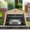12' x 20' Portable Garage, Heavy Duty Carport Canopy with Ventilation Windows and Large Roll-up Door, Khaki