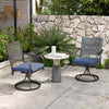 2 Pieces Patio Swivel Chairs with Cushion, Outdoor Swivel Rocker with Curved Armrests, Backrest for Garden, Balcony, Porch, Navy Blue