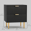 Bedside Table, Modern Nightstand with 2 Drawers, Side End Table with Metal Legs for Living Room, Bedroom
