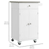 Kitchen Cart, Small Kitchen Island, Stainless Steel Top Utility Trolley on Wheels with Storage Drawer for Dining Room, Kitchen (White)