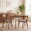 Dining Chairs Upholstered Linen-Look Kitchen Chairs Rubberwood Legs Set of 2 Grey and Brown