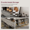 Sideboard Buffet Cabinet with Storage, Coffee Bar Cabinet with Glass Doors and Adjustable Shelves, Distressed, Grey