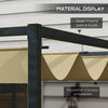 10x7ft Pergola with Retractable Roof Outdoor Patio Sun Shelter Garden Grape Tent Water-resistant Yard Shade, Khaki