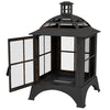 Wood-Burning Fire Pit, Chimney Style Firepit with Poker, 28