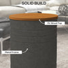 Round Side Table Set of 2, Nesting Coffee Tables w/ Wooden Lid, Galvanized Sheet Frame and Hidden Storage Space, Grey