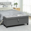 Storage Ottoman Bench, Foot Rest with Safety Hinges, 47 Inches Linen Storage Chest for Living Room, Dark Grey