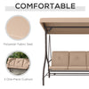 Convertible Patio Swing Bed with Canopy and Cushions, 3 Seater Porch Swing for Outdoor, Backyard, Garden