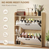 Shoe Cabinet with 2 Flip Drawers, 3 Side Compartments, Adjustable Shelves, 8-12 Pairs for Entryway Hallway, Natural