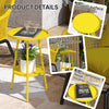 Round Garden Table, 2-Tier Small Side Table, Metal Patio Table Coffee Table Dining Table, Yellow