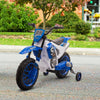 Kids Dirt Bike Battery-Powered Ride-On Electric Motorcycle with Charging 12V Battery, Training Wheels Blue