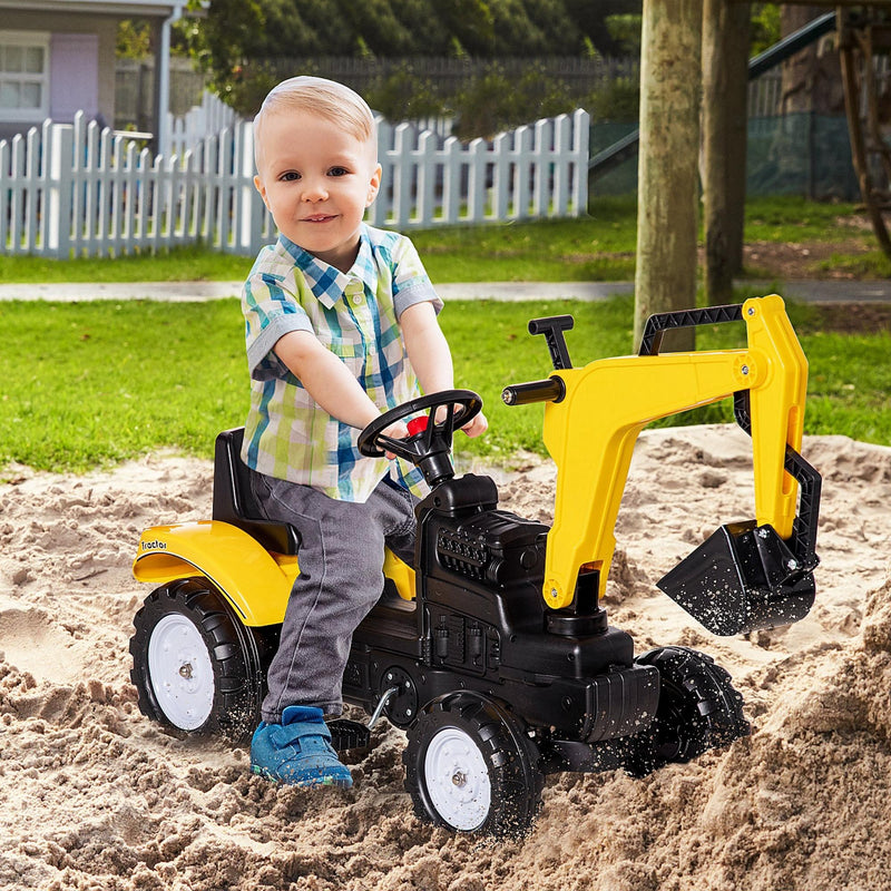 Ride on Tractor for Kids, Pedal Excavator Ride on Toy for 3 Year Old, Yellow
