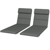 Patio Chaise Lounge Chair Cushions Replacement Sun Lounger Pads with Headrest and Ties, Set of 2, Grey